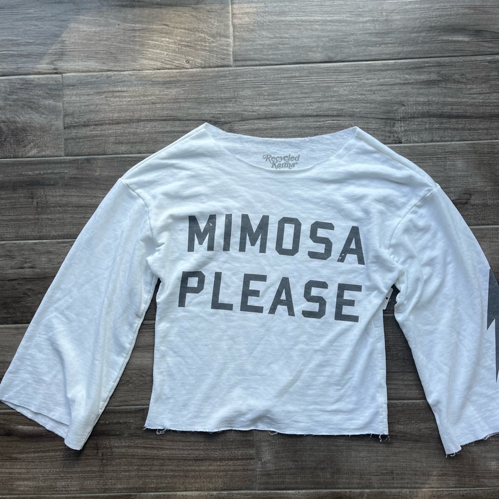 “Mimosa Please” Long Sleeve White Shirt